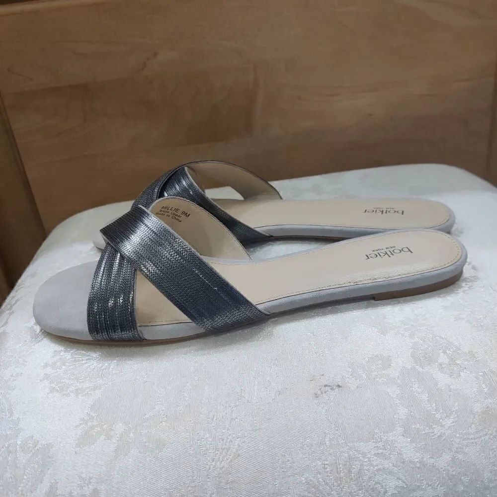BOTKIER metalic strap sandals slides size 9 nwt